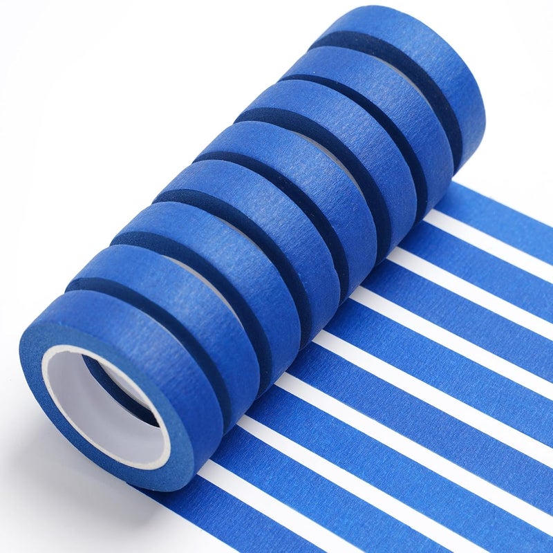UMETDO 8PCS Colored Masking Tape - Dark Blue Painters Tape, Tape for Kids Art Supplies, Great for Crafts, Labeling, DIY Decorative, 1/2 Inch Colored Tape Rolls- Tiny Size - Image 1